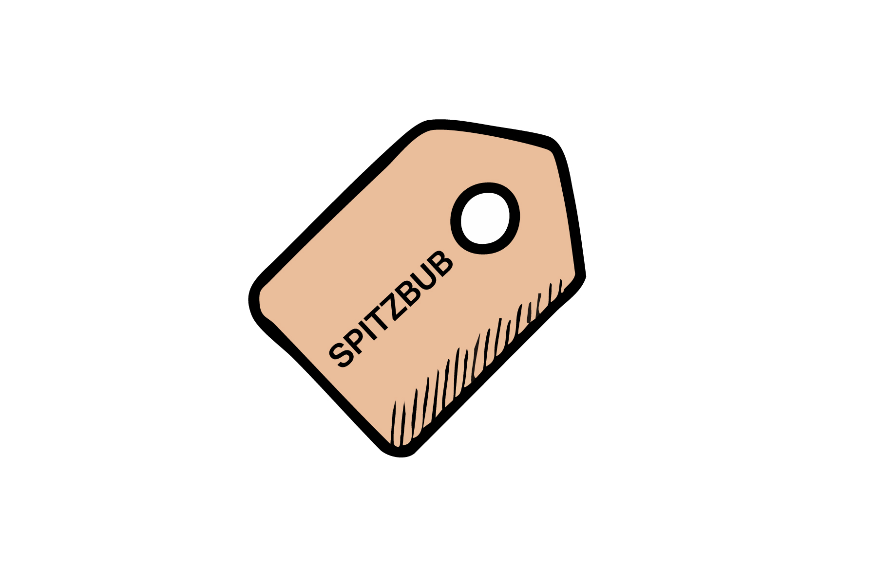 Eine Zeichnung eines Tags mit dem Spitzbub-Logo