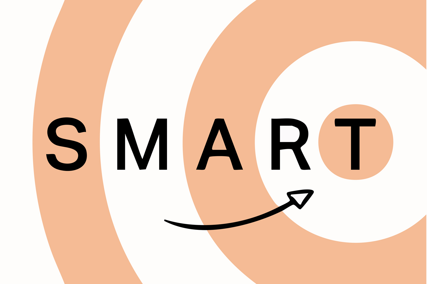 Eine Zeichnung einer Zielscheibe auf der Smart steht. Ein Pfeil zeigt in die Mitte