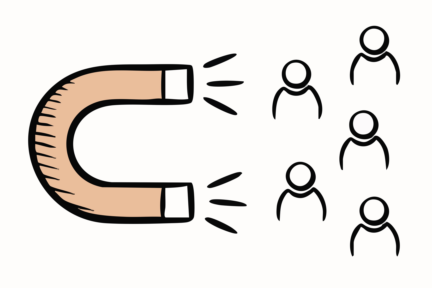 Eine Zeichnung zu Emplyer Branding: ein Magnet der Personen anzieht