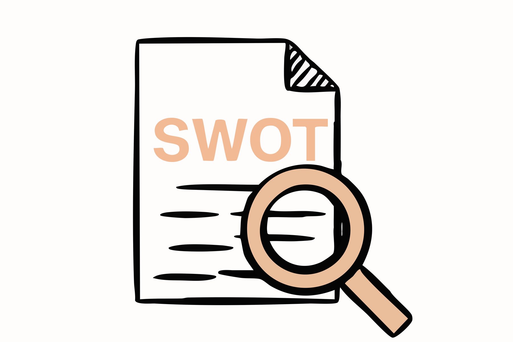 Eine Zeichnung eines Blattes einer SWOT Analyse