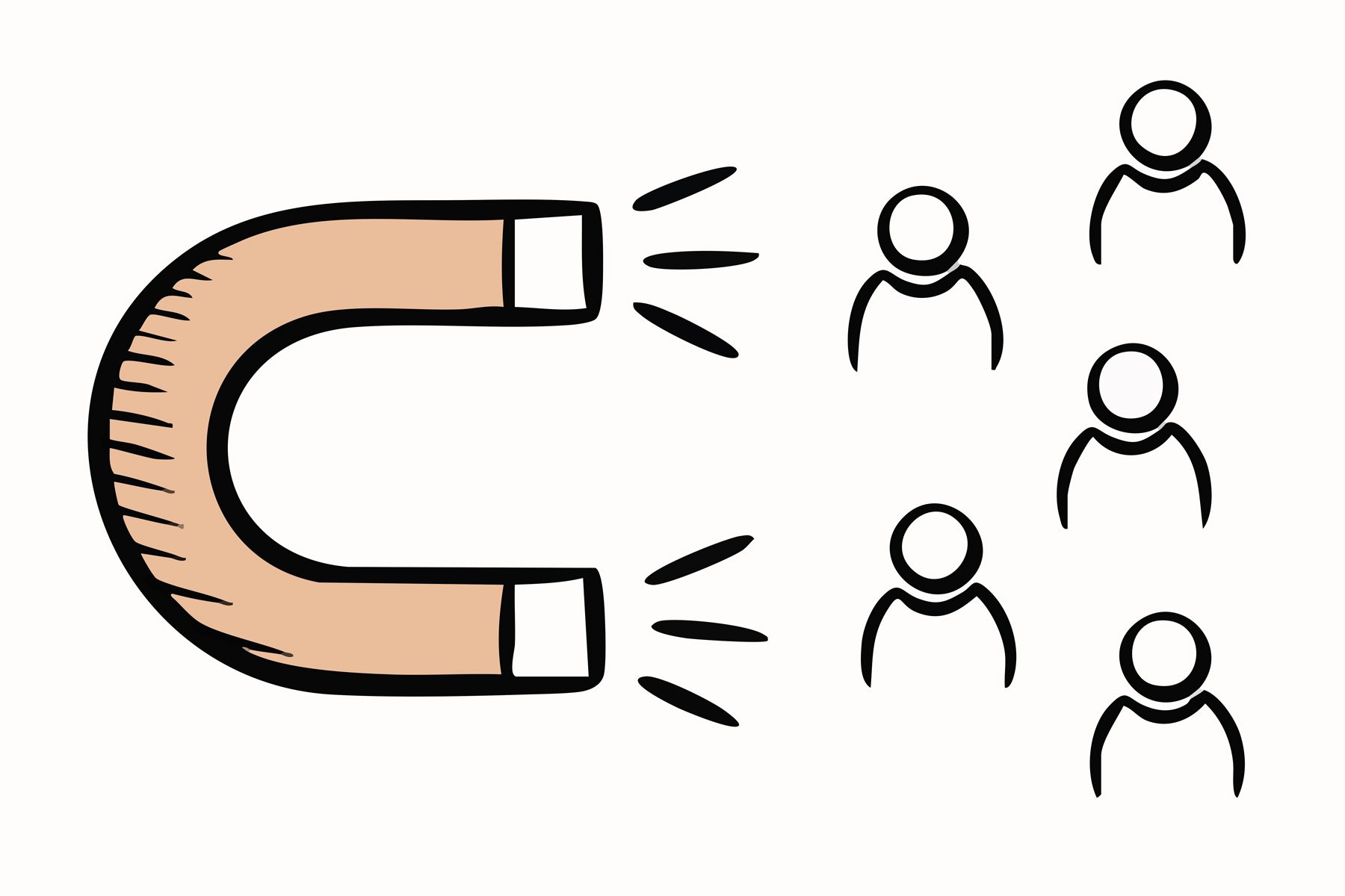 Eine Zeichnung zu Emplyer Branding: ein Magnet der Personen anzieht