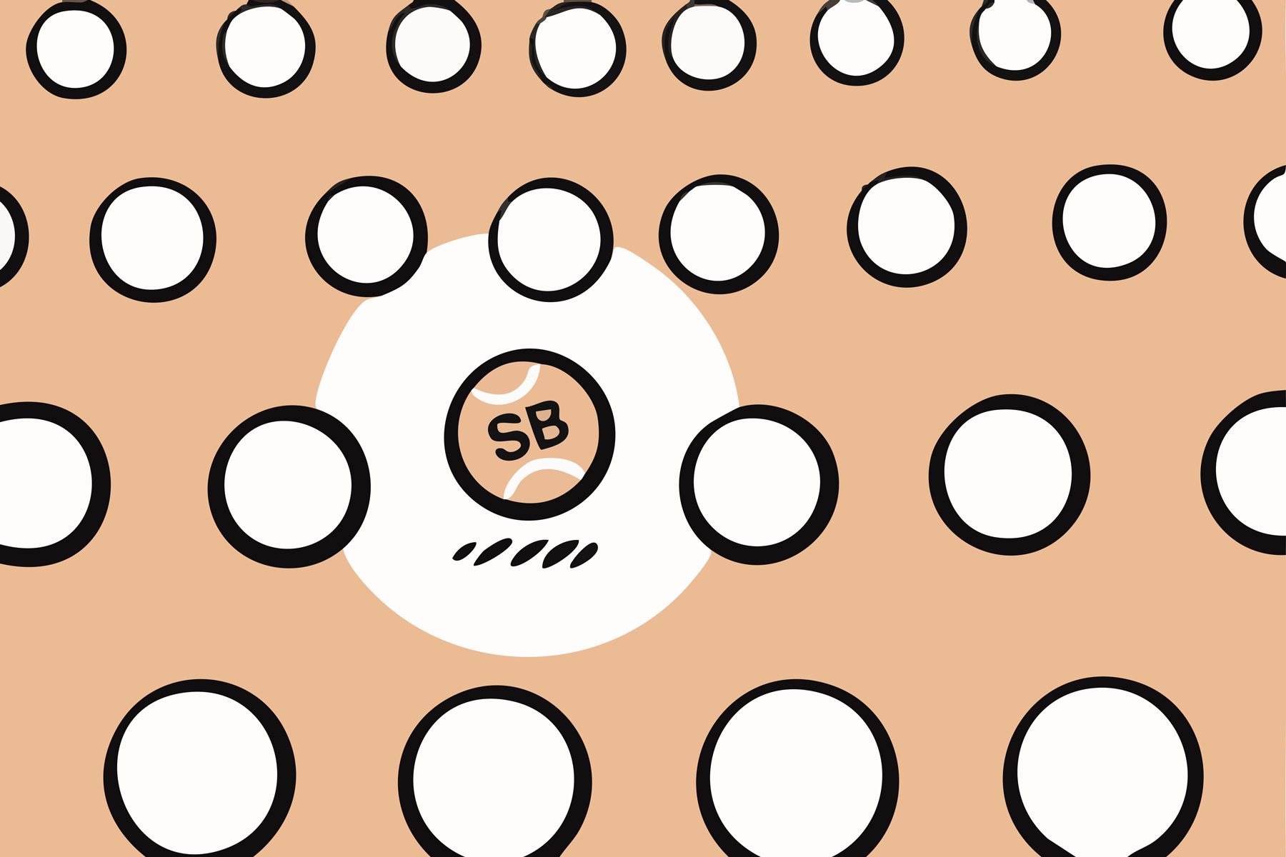 Ein Spitzbub Ball im mehr von unscheinbaren weißen bällen