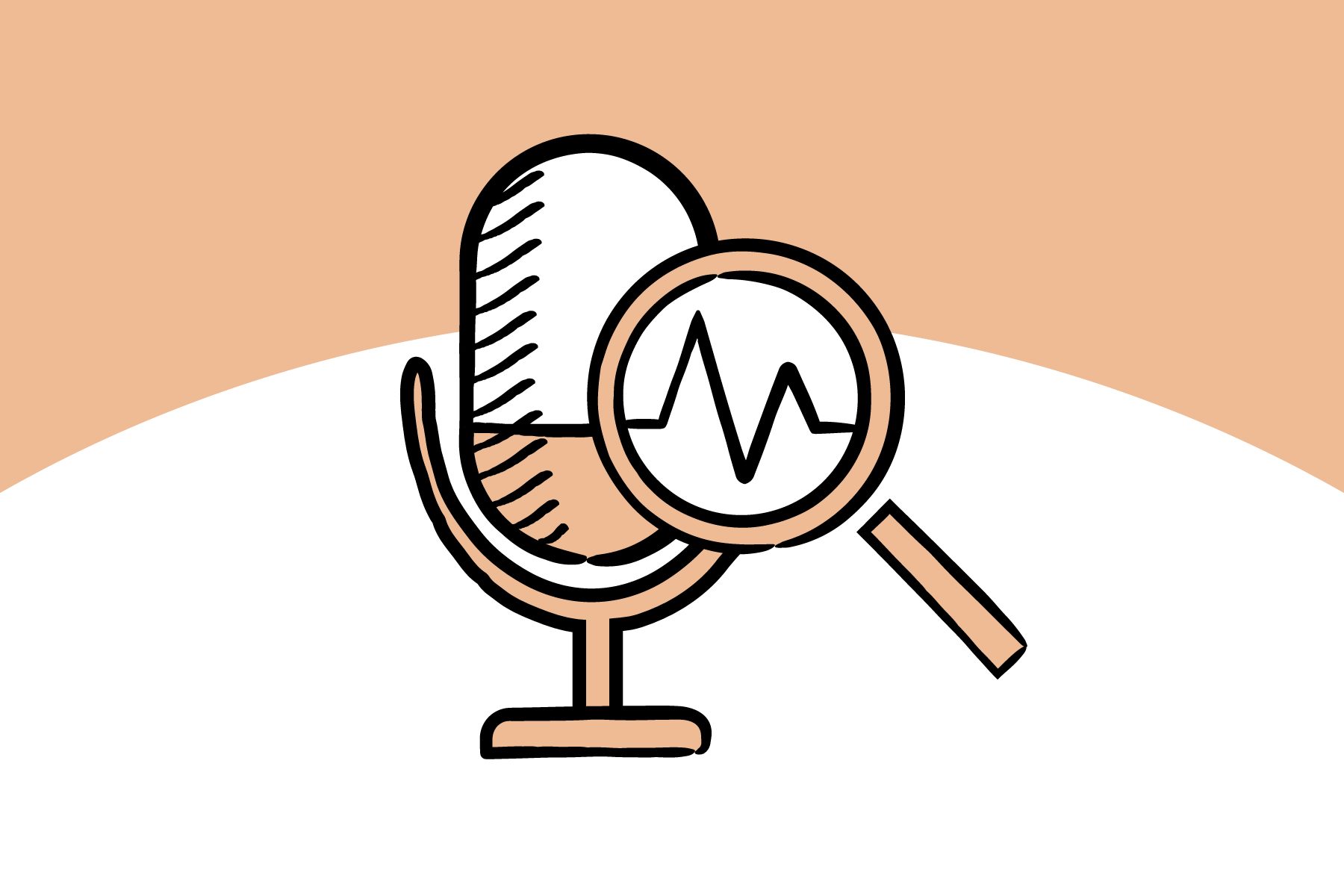 Ein Bild eines Mikrofons mit einer Lupe